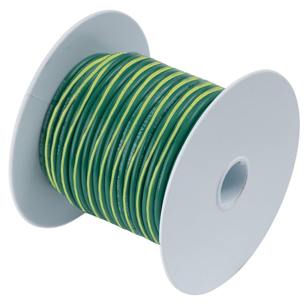 Ancor Primary Wire, Marine, 10 AWG, Copper, Green with Yellow Stripe, Vinyl Jacket, Stranded - 109302