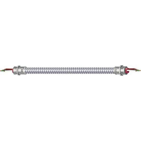 Southwire Metal Clad Building Cable, MC, 18 AWG, 3C with Ground C, Silver, Steel, Solid, 600V AC, 6 ft - 55293001