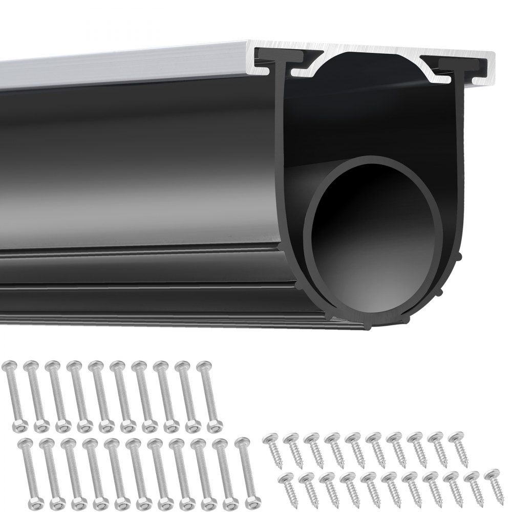 VEVOR Garage Door Seals Bottom Rubber, U Shape +O Ring Combination Garage Door Weather Stripping with Pre-drilled Aluminum Track Retainer Kit, 5/16 inch T-ends and 3 3/4 inch Width (16 Ft, Black) - JLMMMFT16FTD1ZPR8V0