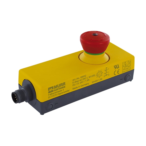 Murr Elektronik Emergency stop with 2 positive opening, illuminated (white LED), M12 connection, 8 poles - 69002