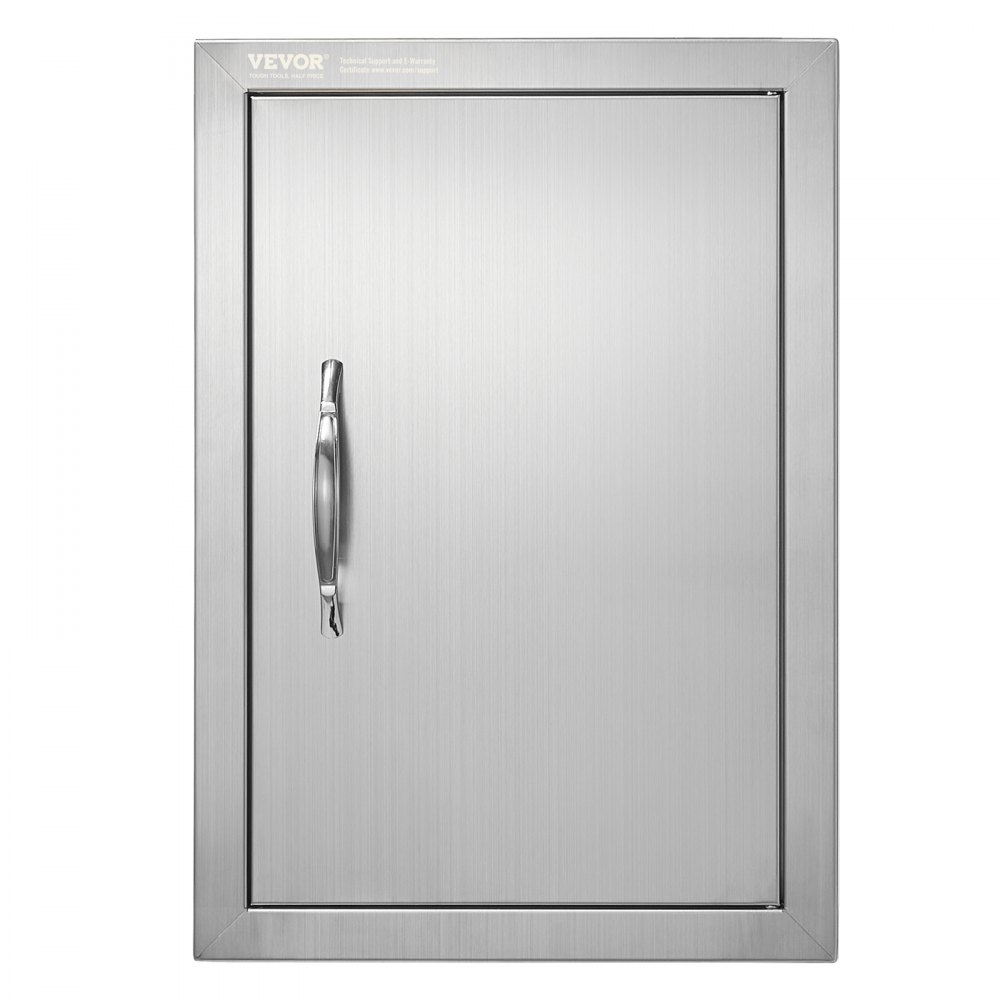 VEVOR BBQ Access Door, 14W x 20H Inch Single Outdoor Kitchen Door, Stainless Steel Flush Mount Door, Wall Vertical Door with Handle, for BBQ Island, Grilling Station, Outside Cabinet - DMMBSCJMDCMBHON0UV0