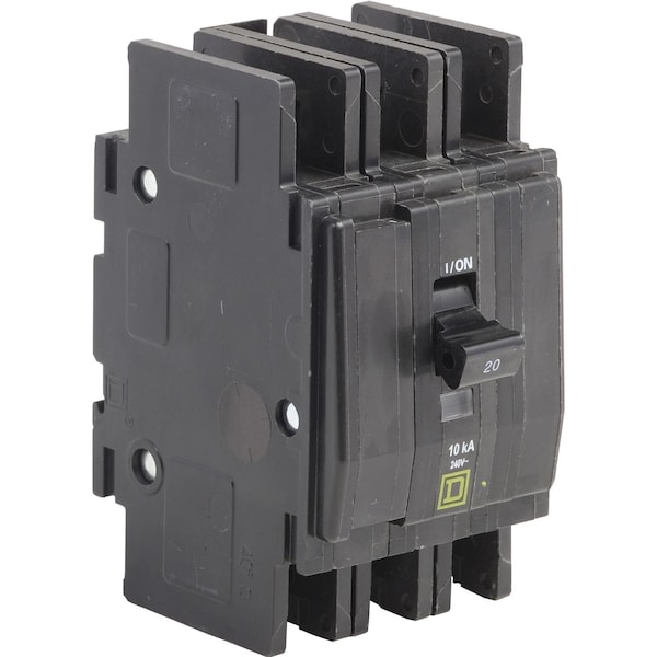 Square D Miniature Circuit Breaker, QOU Series, 15A, 3 Pole, 120/240V AC, 10kA at 120/240V AC - QOU3155283