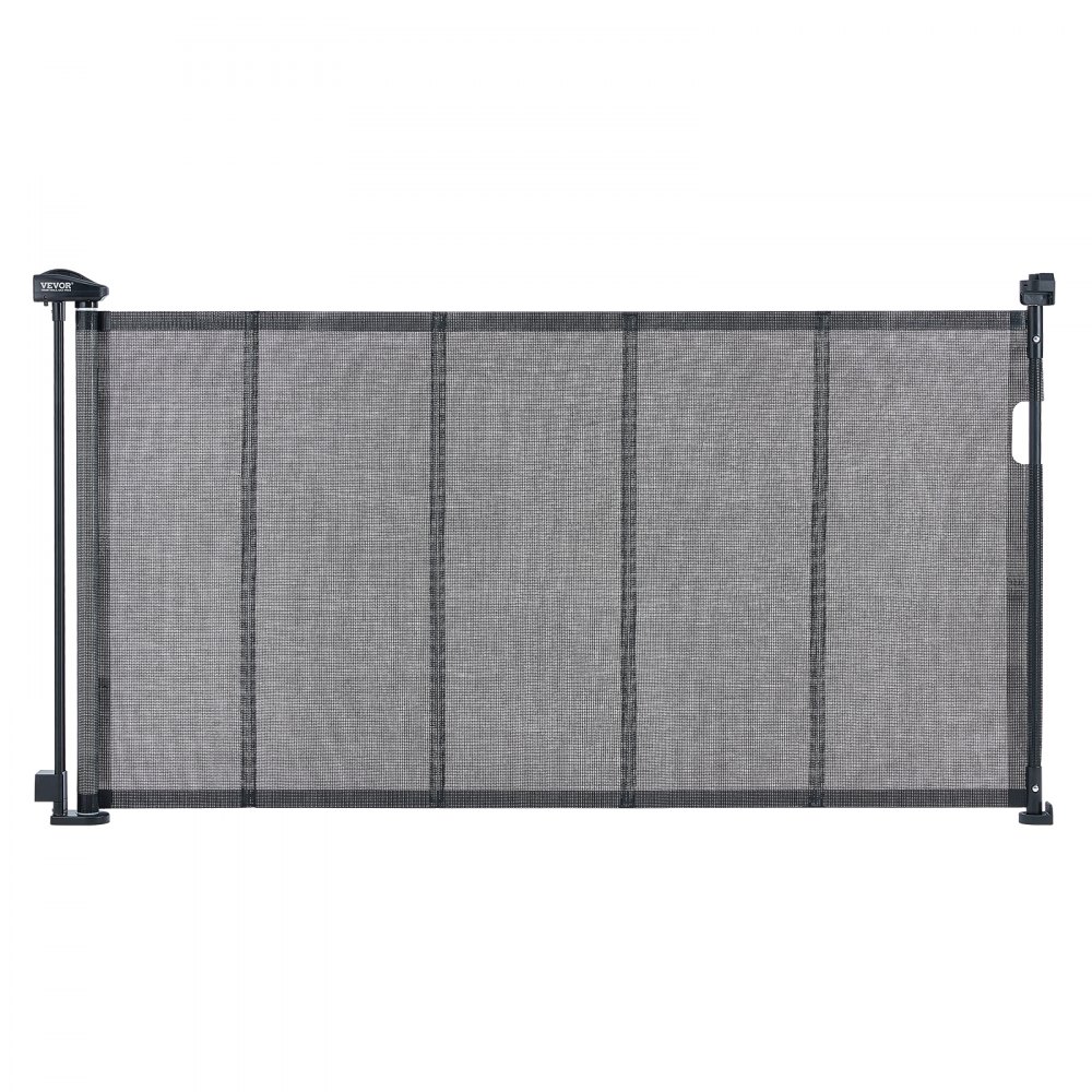 VEVOR Retractable Baby Gate, 34.2" Tall Mesh Baby Gate, Extends up to 60" Wide Retractable Gate for Kids or Pets, Retractable Dog Gates for Indoor Stairs, Doorways, Hallways, Playrooms, Black - WZSSMHS55INC638EDV0