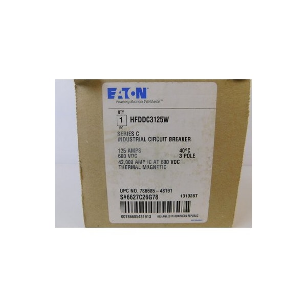 Eaton Molded Case Breakers MCCBs HFD 3P 125A 600V 50/60Hz 3Ph F Frame - HFDDC3125W