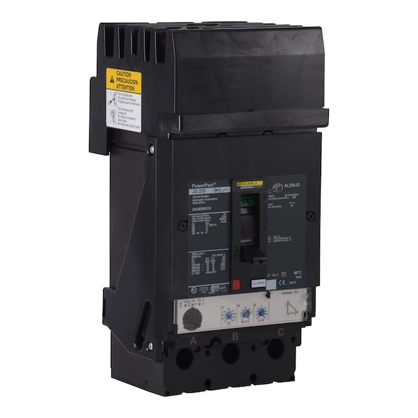 Schneider Electric Molded Case Circuit Breaker, JGA Series, 250A, 3 Pole, 600V AC, 65kA at 240V AC - JGA36250U31X
