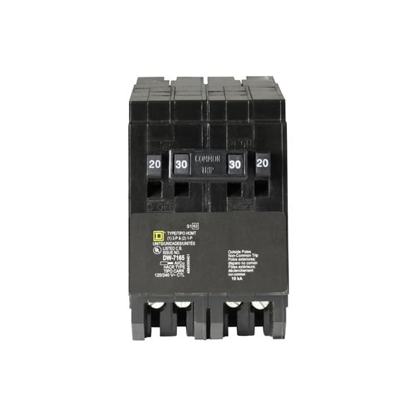 Square D Circuit Breaker, HOMT Series, 30A, 2x1, 1x2 Pole, 120/240V AC, 10kA - HOMT2020230CP
