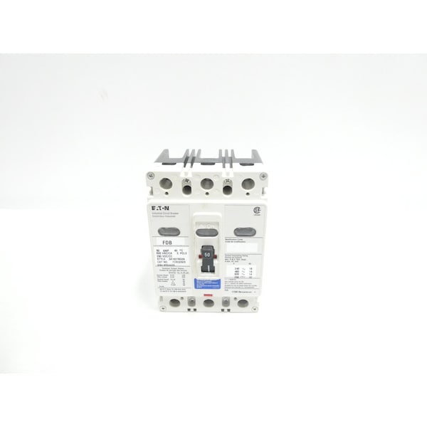Eaton Molded Case Circuit Breaker, FD Series, 50A, 3 Pole, 600V AC - FDB3050S