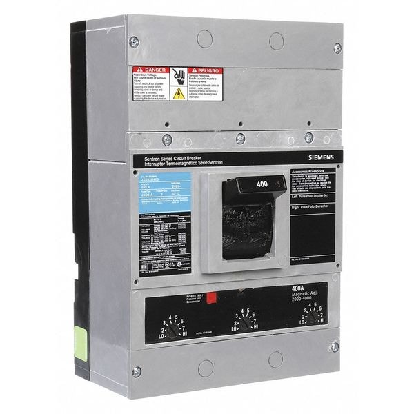 Siemens Molded Case Circuit Breaker, JXD2-A Series, 400A, 3 Pole, 240V AC, 65kA at 240V AC - JXD23B400