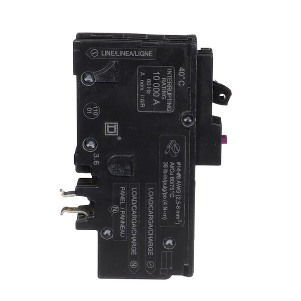 Square D Miniature Circuit Breaker, HOM Series, 15A, 1 Pole, 120V AC, 10kA - HOM115PDFC