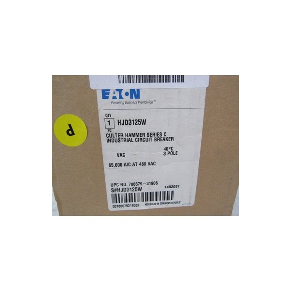 Eaton Molded Case Breakers MCCBs HJD 3P 125A 600V 50/60Hz 3Ph J Frame - HJD3125W