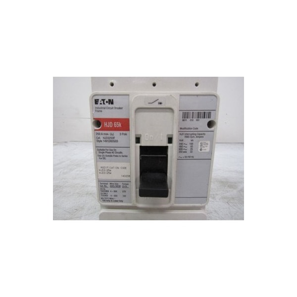 Eaton Molded Case Breakers MCCBs HJD 3P 125A 600V 50/60Hz 3Ph J Frame - HJD3125W