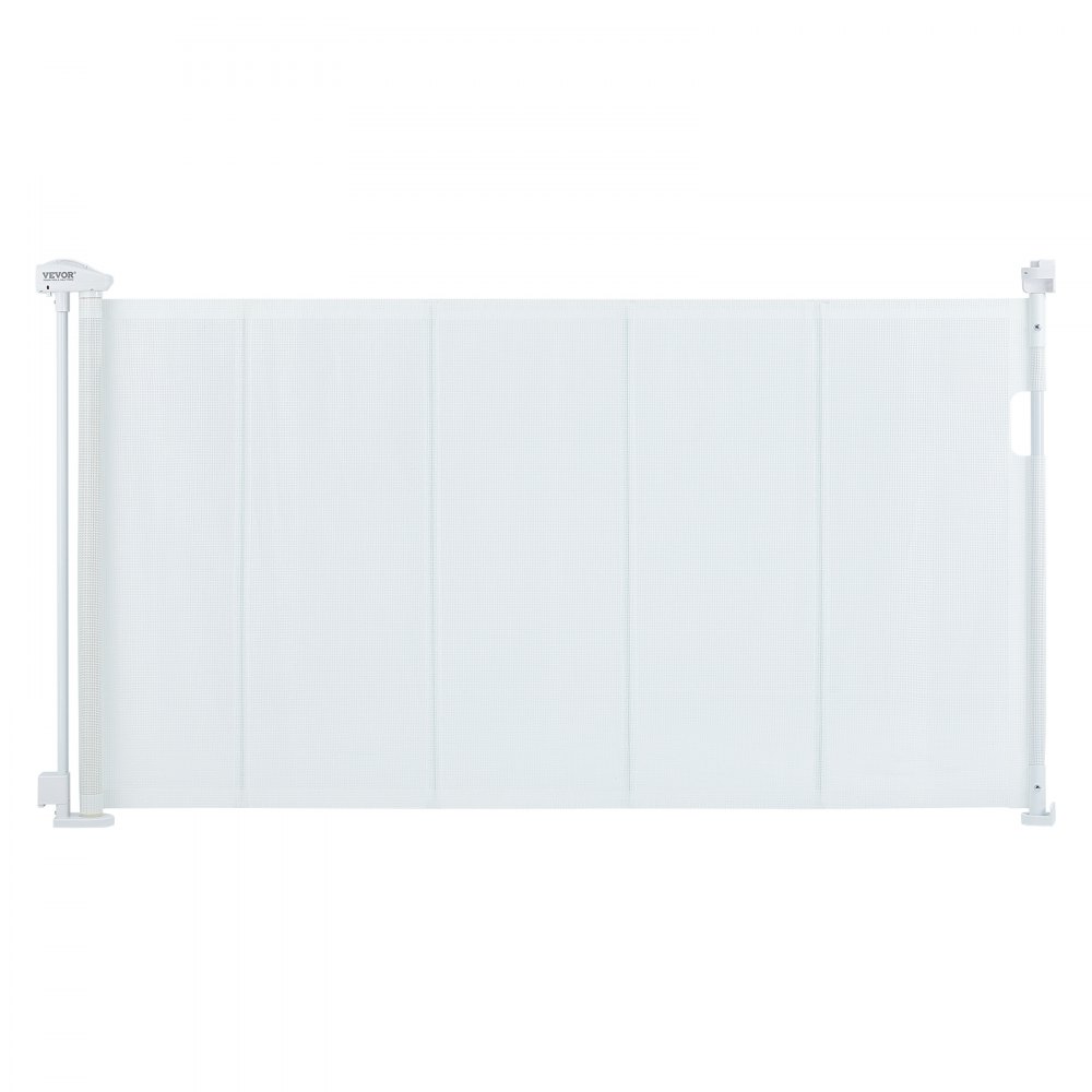 VEVOR Retractable Baby Gate, 34.2" Tall Mesh Baby Gate, Extends up to 60" Wide Retractable Gate for Kids or Pets, Retractable Dog Gates for Indoor Stairs, Doorways, Hallways, Playrooms, White - WZSSMBS55INCWJIRVV0