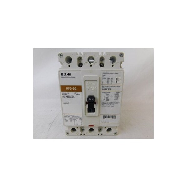 Eaton HFD-DC BREAKER 3P 175A 600VDC NO TERMINALS - HFDDC3175W