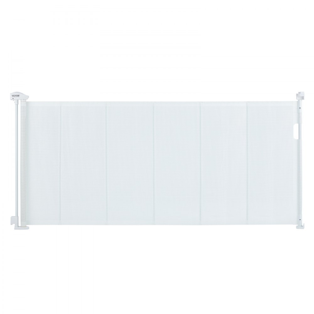 VEVOR Retractable Baby Gate, 34.2" Tall Mesh Baby Gate, Extends up to 76.8" Wide Retractable Gate for Kids or Pets, Retractable Dog Gates for Indoor Stairs, Doorways, Hallways, Playrooms, White - WZSSMBS71INC5QCB1V0
