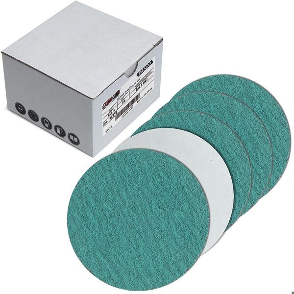 Disco abrasivo recubierto R203 Flexible Premium PSA con ayuda para moler, 5 pulgadas de diámetro, grano 80, grano medio - 52775