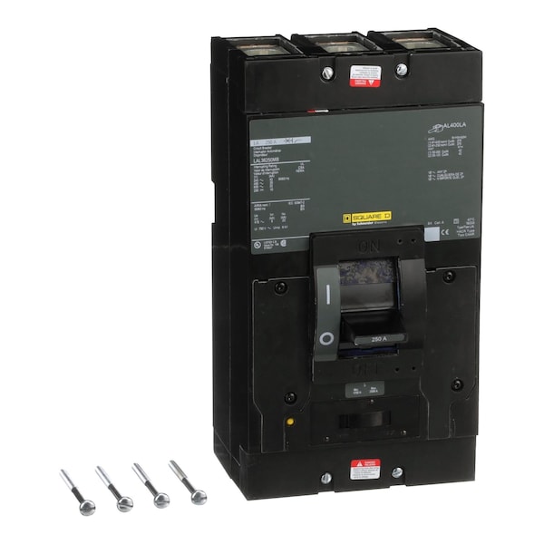 Square D Molded Case Circuit Breaker, LAL Series, 250A, 3 Pole, 600V AC, 42kA at 240V AC - LAL36250MB
