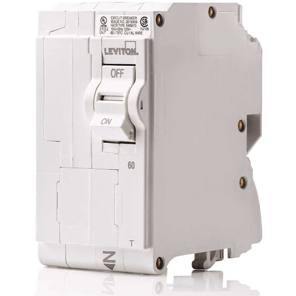Leviton Circuit Breaker, 60A, 2 Pole, 120/240V AC - R00-LB260-0TR