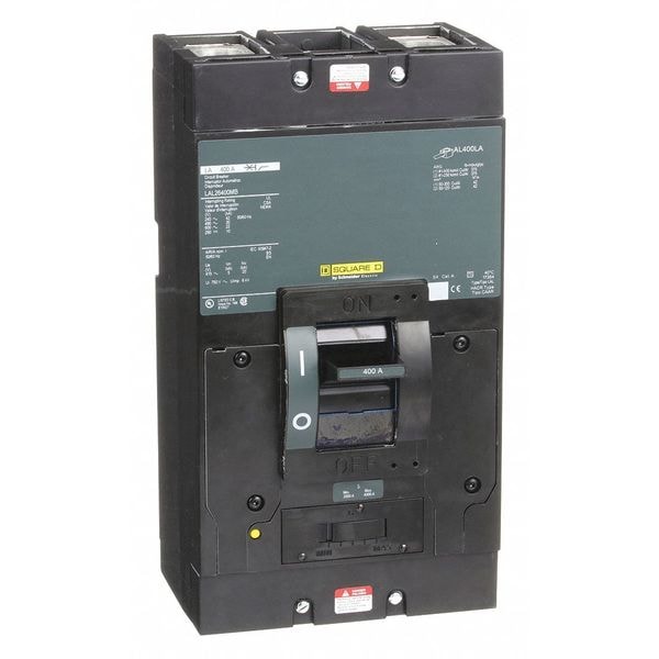 Square D Molded Case Circuit Breaker, LAL Series, 400A, 2 Pole, 600V AC, 42kA at 240V AC - LAL26400MB