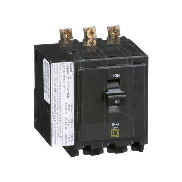 Square D Miniature Circuit Breaker, QOB Series, 50A, 3 Pole, 120/240V AC, 10kA at 120/240V AC - QOB3501021