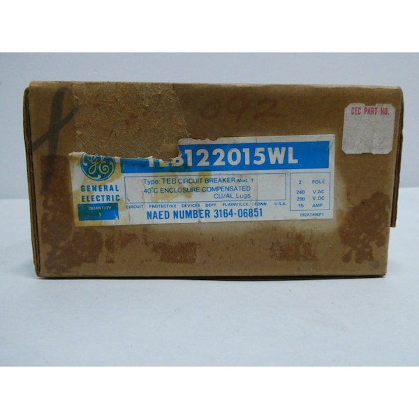Ge 2P 15A AMP 240V-AC MOLDED CASE CIRCUIT BREAKER - TEB122015WL