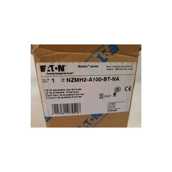 Eaton Molded Case Breakers MCCBs NZMH2 3P 100A 690V 50/60Hz 3Ph - NZMH2-A100-BT-NA