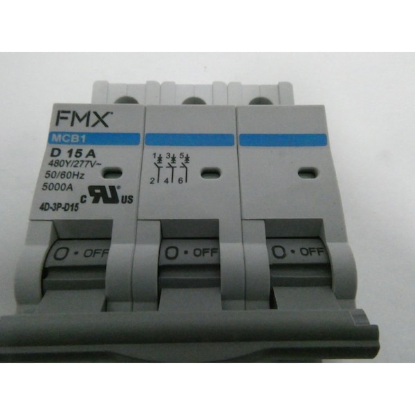 Fmx 3P 15A AMP 480V-AC MINIATURE CIRCUIT BREAKER - MCB1 4D-3P-D15
