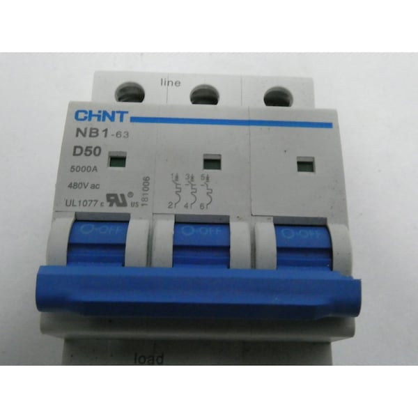 Chint 3P 50A AMP 480V-AC MINIATURE CIRCUIT BREAKER - NB1-D50-3P