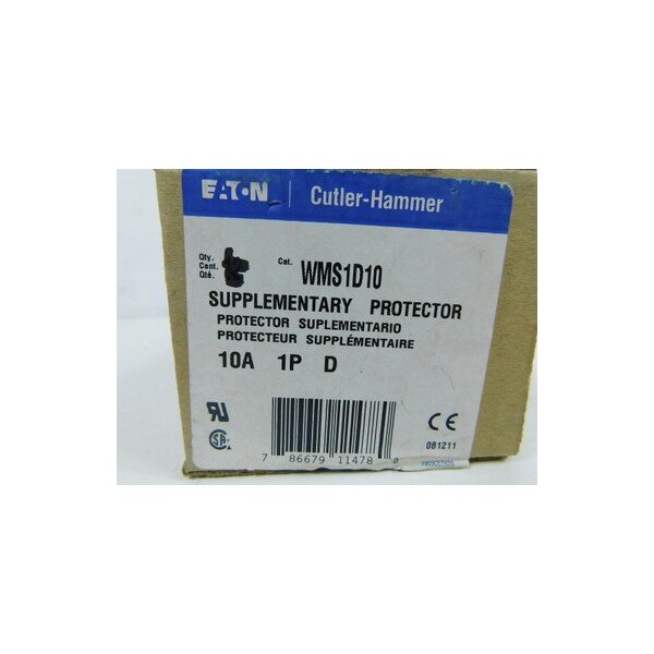 Eaton Miniature Circuit Breakers MCBs WMS1D 1P 10A 480V 50/60Hz 1Ph - WMS1D10