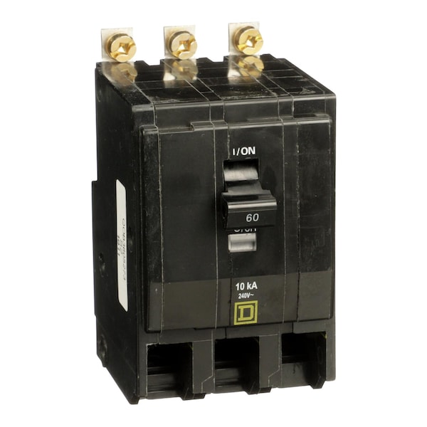 Square D Miniature Circuit Breaker, QOB Series, 60A, 3 Pole, 120/240V AC, 10kA at 120/240V AC - QOB3605273