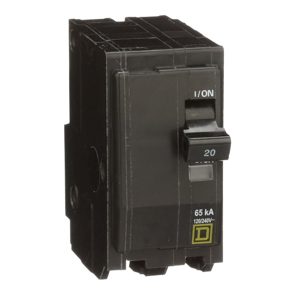 Square D Miniature Circuit Breaker, QH Series, 20A, 2 Pole, 120/240V AC, 65kA at 120V AC - QH220