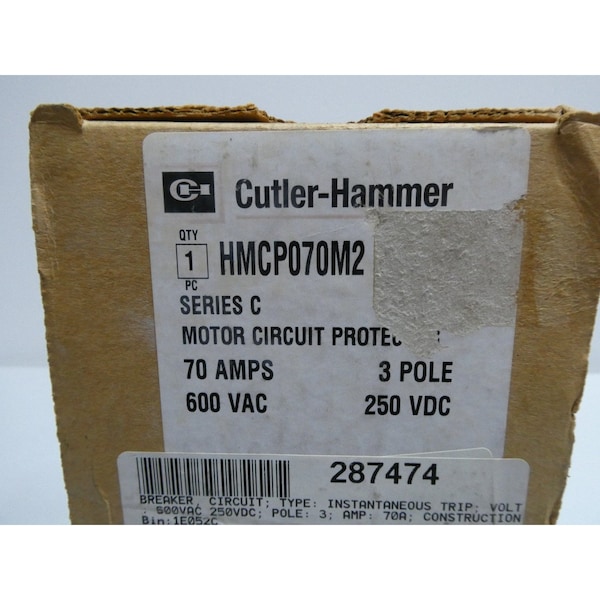 Eaton Cutler-Hammer 3P 70A AMP 600V-AC MOLDED CASE CIRCUIT BREAKER - HMCP070M2