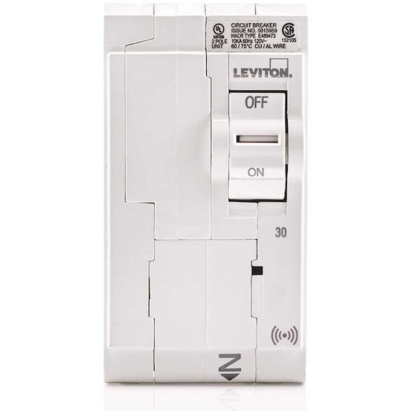 Leviton Circuit Breaker, 30A, 2 Pole, 240V AC, 10kA - R05-LB230-0SR