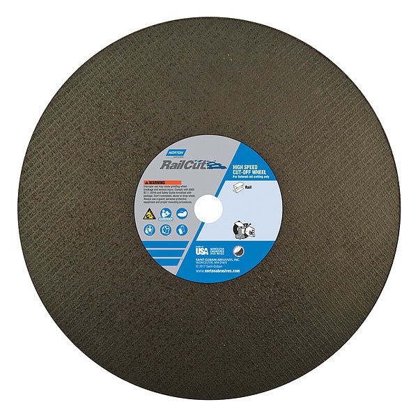 Rueda de corte abrasiva Norton, A24, 16"x.125"x1", 4800rpm - 66253464607