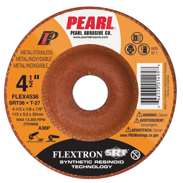 Rueda de molienda flexible Pearl SRT Flextron 4-1/2 x 1/8 x 7/8 SRT36 - FLEX4536