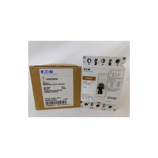 Eaton Molded Case Breakers MCCBs HFD 3P 225A 600V 50/60Hz 3Ph F Frame - HFDDC3225W