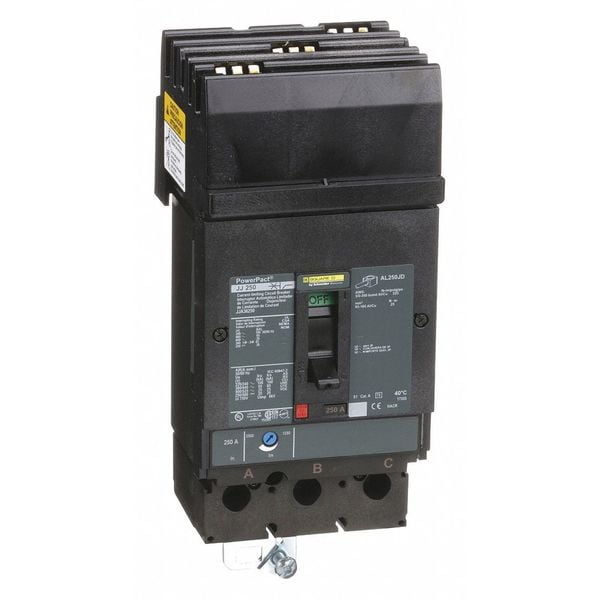 Square D Molded Case Circuit Breaker, JJA Series, 250A, 3 Pole, 600V AC, 100kA at 240V AC - JJA36250