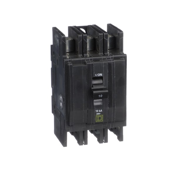 Square D Miniature Circuit Breaker, QOU Series, 10A, 3 Pole, 120/240V AC, 10kA at 120/240V AC - QOUR310B