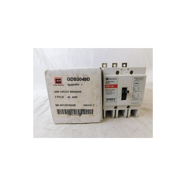 Eaton Molded Case Breakers MCCBs GDB 3P 40A 120V 50/60Hz 3Ph G Frame - GDB3040D
