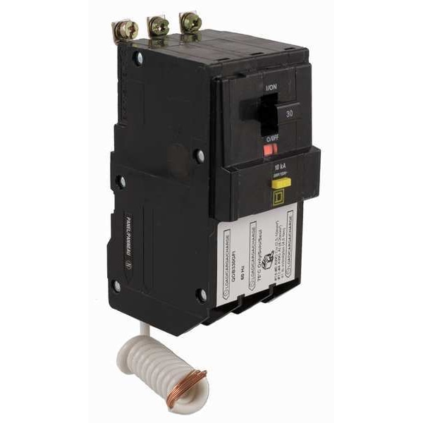 Square D Miniature Circuit Breaker, QOB Series, 20A, 3 Pole, 208/120V AC, 10kA at 208/120V AC, A Curve - QOB320GFI