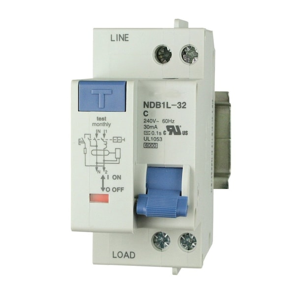 Asi Circuit Breaker, NDB1L-32C Series, 10A, 2 Pole, 240V AC, 4.5kA, C Curve - NDB1L-32C-10-240V
