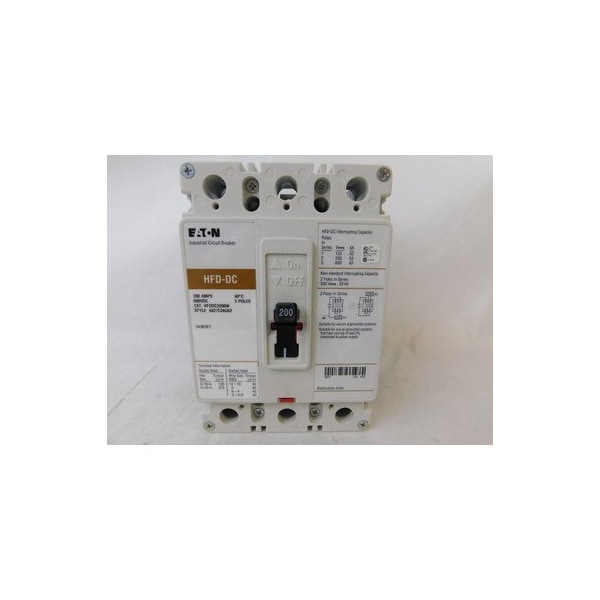 Eaton Molded Case Breakers MCCBs HFD 3P 200A 600V 50/60Hz 3Ph F Frame - HFDDC3200W