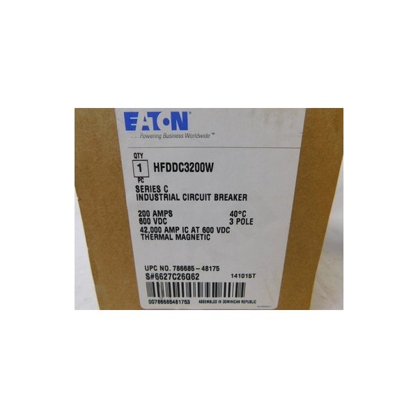 Eaton Molded Case Breakers MCCBs HFD 3P 200A 600V 50/60Hz 3Ph F Frame - HFDDC3200W