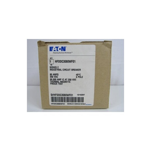 Eaton Molded Case Breakers MCCBs HFD 3P 80A 250V 50/60Hz 3Ph F Frame - HFDDC3080WF01