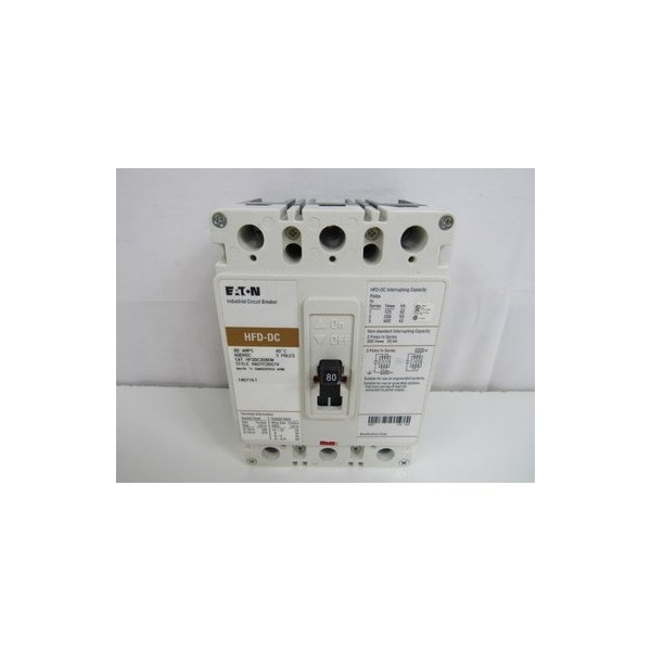 Eaton Molded Case Breakers MCCBs HFD 3P 80A 600V 50/60Hz 3Ph F Frame - HFDDC3080W