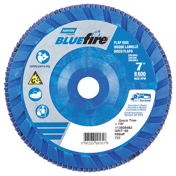 Disco de láminas Norton Abrasives, 7 pulgadas x 60 granos, 7/8 - 66623399161