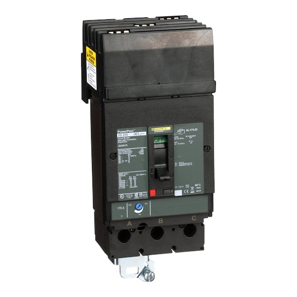 Square D Molded Case Circuit Breaker, JGA Series, 175A, 3 Pole, 600V AC, 65kA at 240V AC - JGA36175