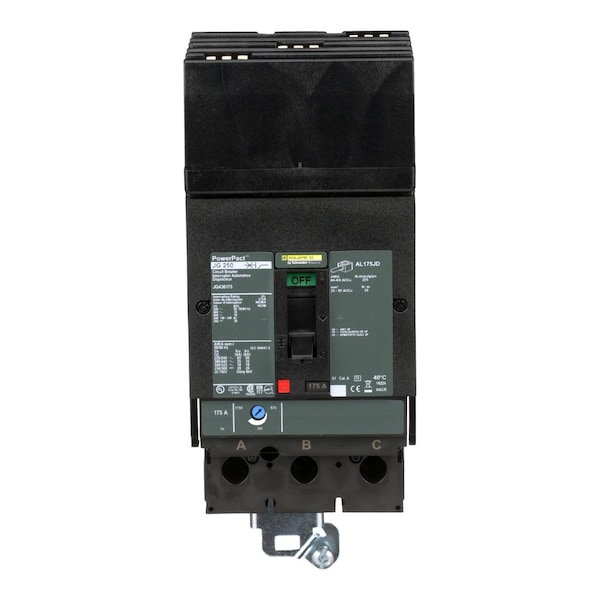 Square D Molded Case Circuit Breaker, JGA Series, 175A, 3 Pole, 600V AC, 65kA at 240V AC - JGA36175
