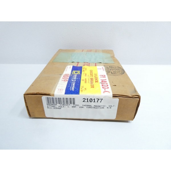 Square D 1P 20A AMP 277V-AC MOLDED CASE CIRCUIT BREAKER - FY14020-C