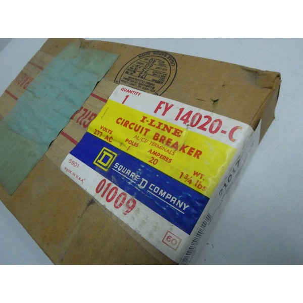 Square D 1P 20A AMP 277V-AC MOLDED CASE CIRCUIT BREAKER - FY14020-C