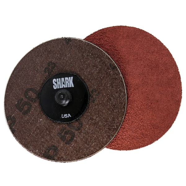 Discos de lija respaldados con tela de 3" Shark Industries 120 grano A/O Rolock - Paquete de 25 - 43229